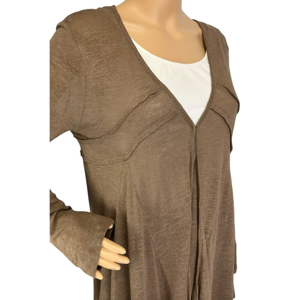 Neiman Marcus Vintage Y2K Linen Blend Long Cardigan Sweater Brown Size L - Picture 8 of 10